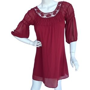 Plum Sheer Dress with Lining Comfy See Pics M